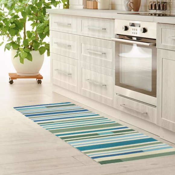 AQUA-BLUE AND SAGE RUNNER RUG - Picture 1 of 4